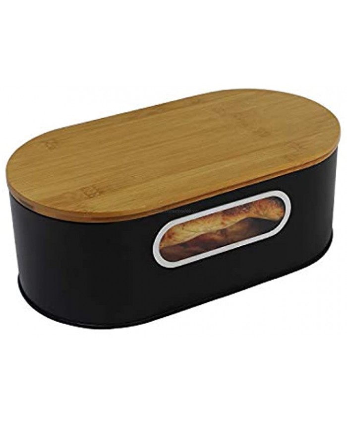 4W Bread Box Farmhouse Bread Boxes for Kitchen Countertop Black Metal Bread Storage Container Tin Antique Bread Box with Cutting Board Storage for Loaves Dinner Rolls Pastries Vintage Kitchen