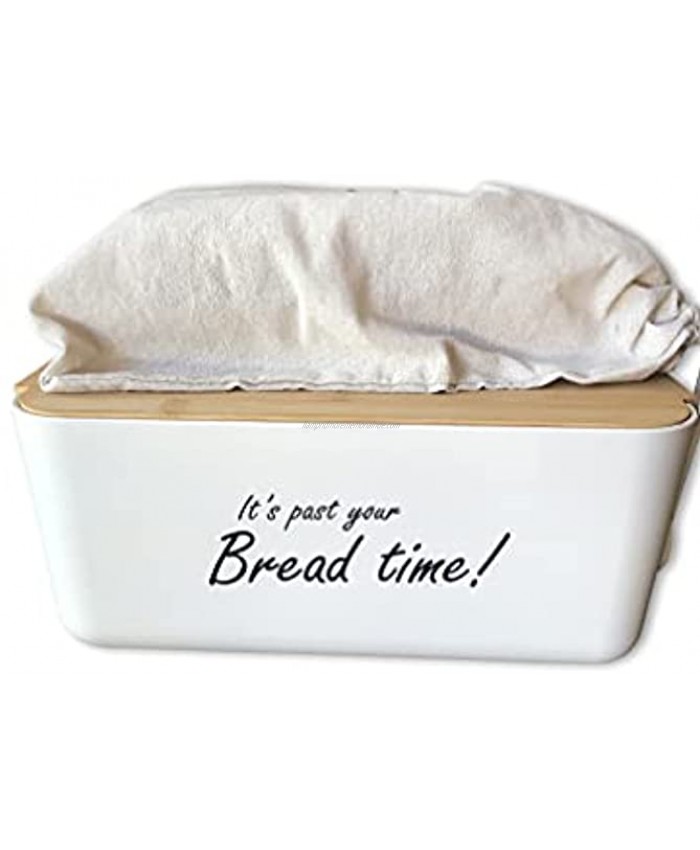 Bread Box for Kitchen Countertop | Bread Box White Storage Container Compliments Counter Décor | Bread Box Farmhouse Holder is Large | Lid is a Natural Bamboo Bread Cutting Board| Homemade Food Keeper