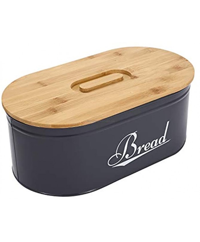 Metal Black Bread Box Bread Storage Bread Container with Bamboo Lid Farmhouse Bread Box for Kitchen Countertop Kitchen Decor-White
