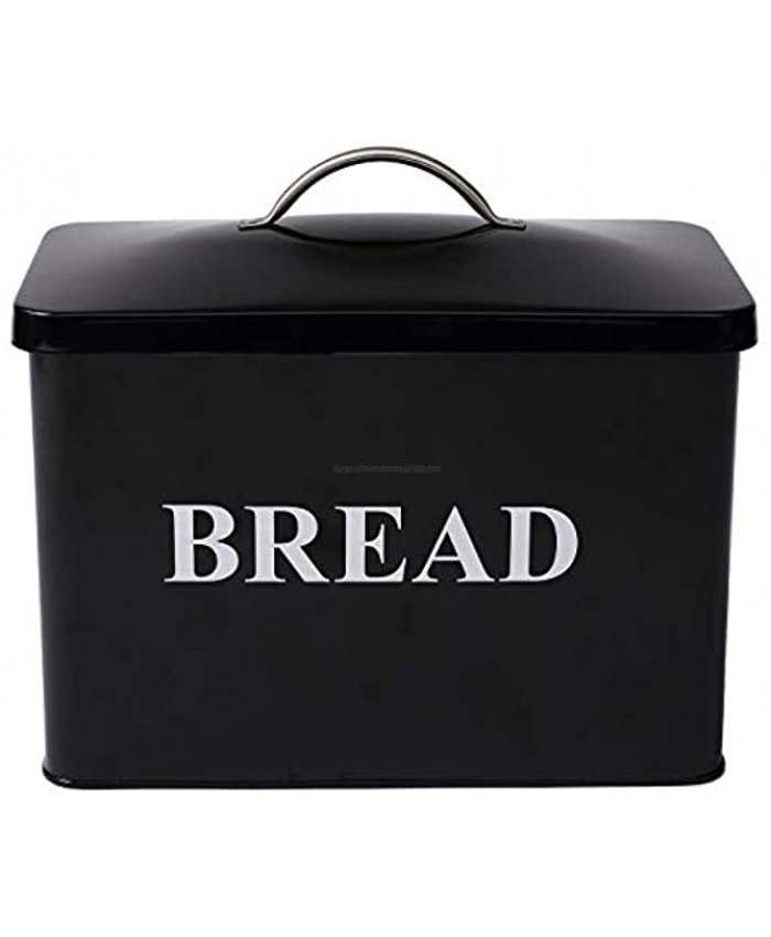 Metal Bread Bin Loaves Storage Canister Tins Tight Fitting Lids Countertop Space-Saving Black-Coated Carbon Steel Safty Style 1 Black
