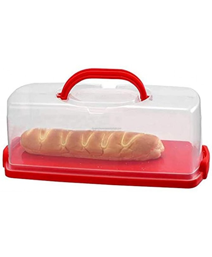 Pack of 1 Portable Bread Box with Handle Transparent Lid Loaf Cake Storage Carrier for Pastries Donuts Bread Rolls Buns or Baguettes
