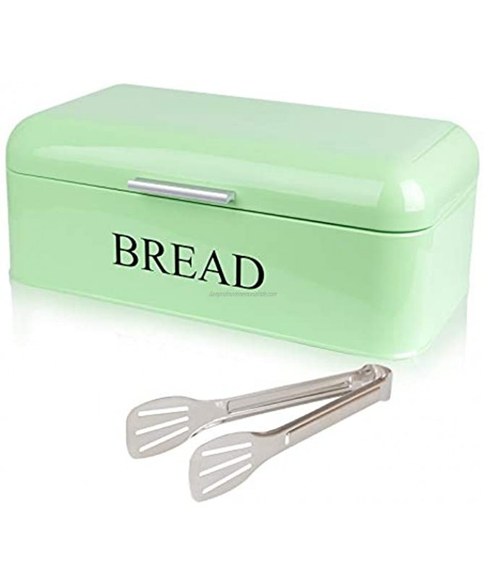 PAOPASE Large Bread Box For Kitchen Counter Dry Food Storage Container Bread Bin Store Bread Loaf Baked Goods & More Retro Vintage Design Green