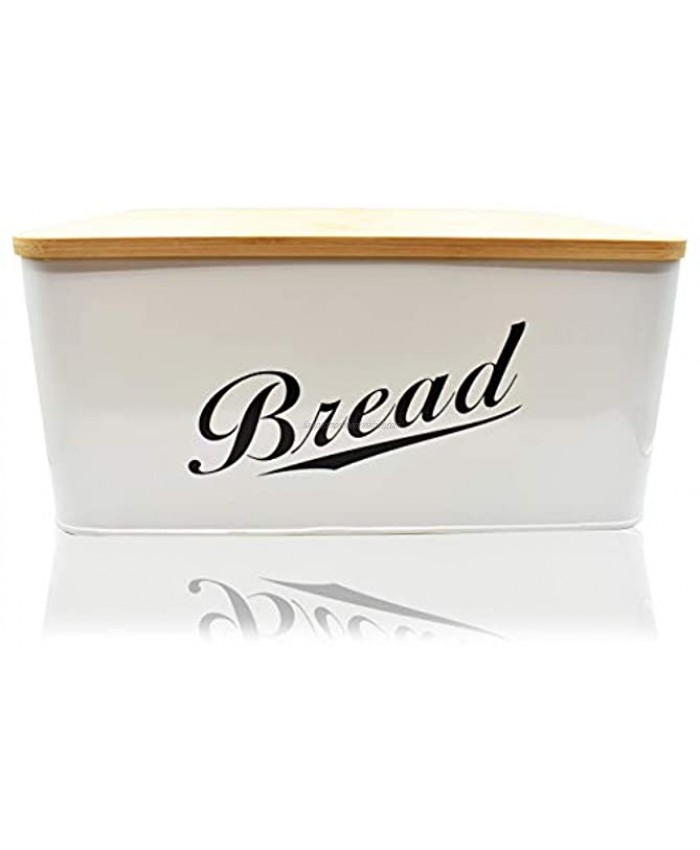 RoyalHouse Modern Metal Bread Box with Bamboo Lid Bread Storage Bread Container for Kitchen Counter Kitchen Decor Organizer Vintage Kitchen