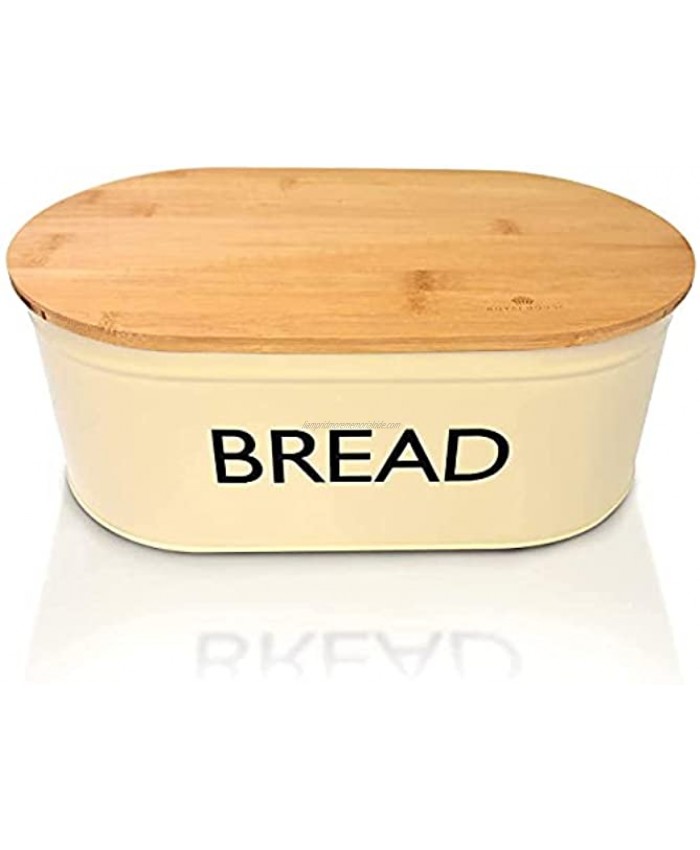 RoyalHouse Premium Metal Bread Box with Bamboo Lid Bread Storage Bread Container for Kitchen Counter Kitchen Decor Vintage Kitchen