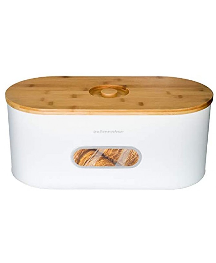 SOTECH Bread Boxes for Kitchen Counter Extra Large with Cutting Board Lid,Eco Bamboo Breadboxes Extra Strong High Capacity Space Saver,Rustic Bread Storage Perfect for Great Gift IdeaWhite Bread Box