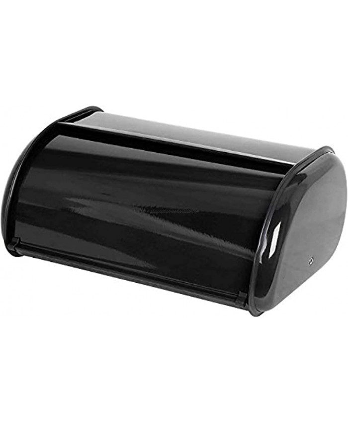 Stainless Steel Bread Box with Roll Up Lid For Easy Kitchen Counter Storage Bread Bin Holder Black