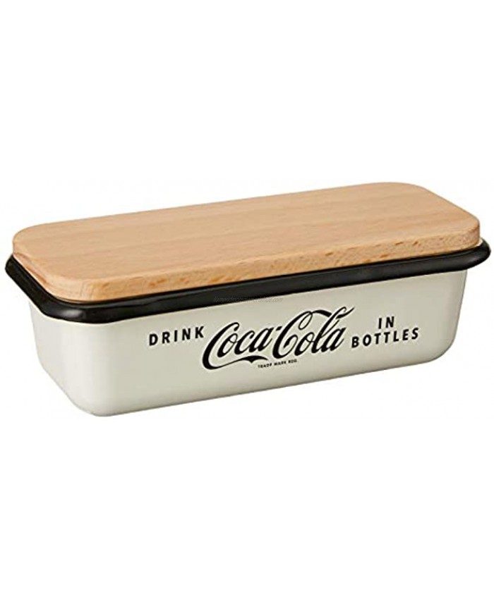 TableCraft's Coca-Cola Enamel Butter Dish with Lid 6.5 x 3 x 2.25 White