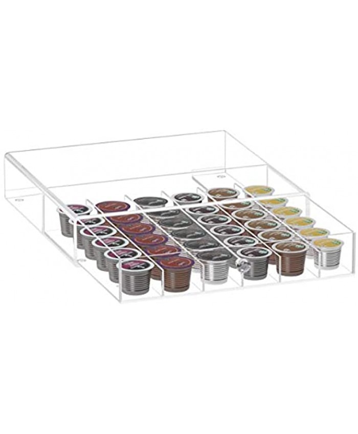 Acrylic K Cup Holder with Drawer AITEE Clear Coffee Pod Organizer Drawer Case for K Cup Coffee Capsule Hold 36 Capacity.