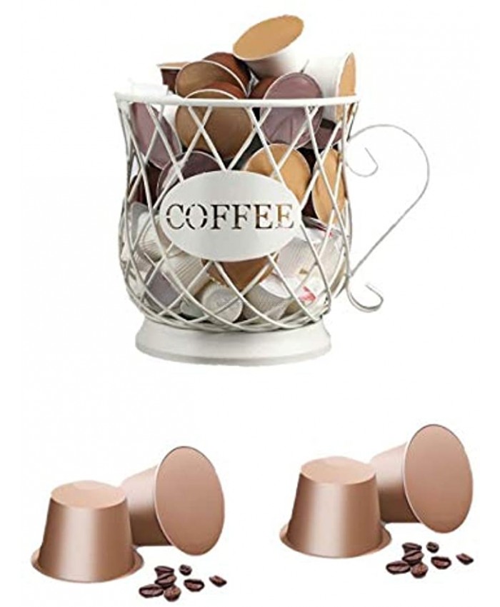 Coffee Pod Holder | Coffee holder | Metal coffee mug basket | Coffee Capsule Holder | Cup Keeper Coffee & Espresso Pod Holder Coffee Mug Storage Basket For home Counter white