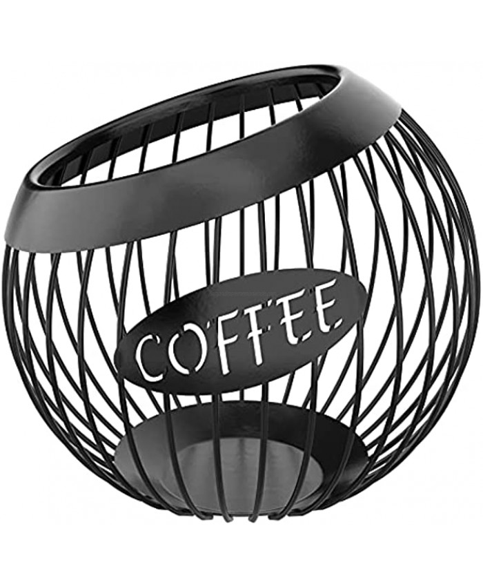 Coffee Pod Holder Large Capacity K Cup and Espresso Coffee Pod Organizer for Counter Coffee Bar Metal Coffee Capsule Storage Basket Black