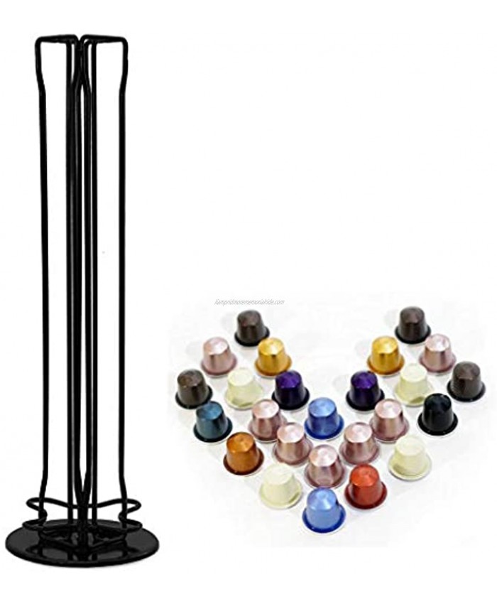 Coffee Pod Holder Stainless Steel Coffee Cup Holder Compatible with Nespresso capsules 360-Degree Rotatable Coffee Capsules Storage Capsule Holder Tower Stand for 40 capsules Black