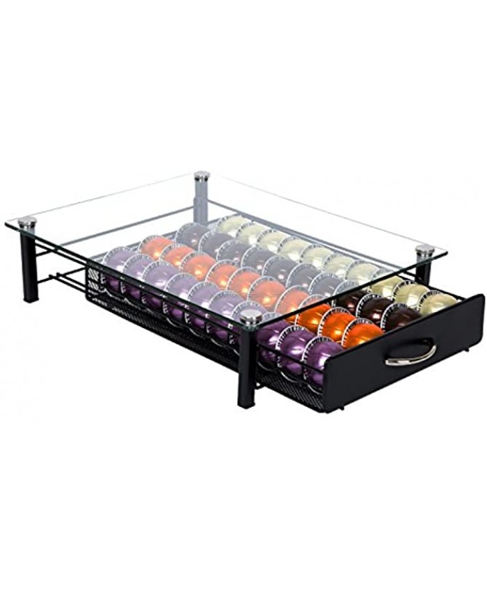 Insight Nespresso Vertuoline Coffee Pod Holder Holds 40 Vertuo Coffee or Espresso Capsules-- Tempered Glass Drawer Coffee pods NOT Included. Does NOT fit K-Cups