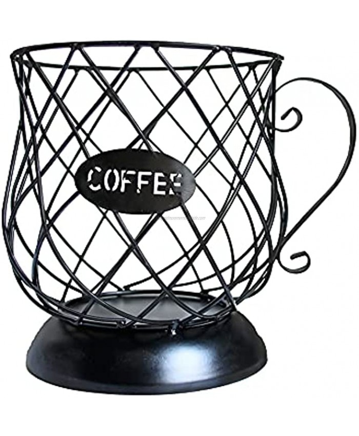 Jitejoe Coffee Pod Holder Metal Mug Shape Coffee Pod Storage Container K Cup Holder for Counter Coffee Bar Cafe Hotel Creamer Espresso Organizer Basket Coffee Accessories B Back-Coffee Basket