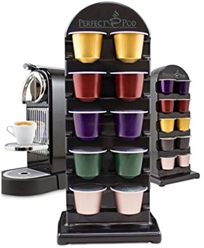 Perfect Pod Espresso Tower Coffee Pod Holder Storage Organizer | Compatible with Nespresso Original Line Coffee Pod Capsules 2-Pack Holds Up to 40 Coffee Pod Capsules