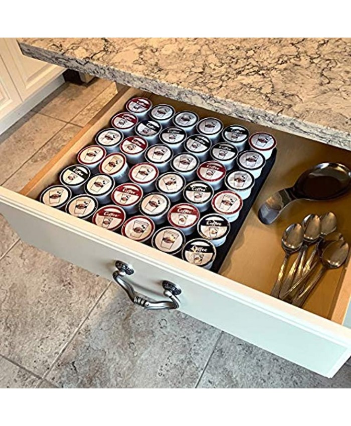 Polar Whale Coffee Pod Storage Organizer Slim Tray Drawer Insert for Kitchen Home Office Waterproof Washable 12.5 X 12.5 Inches Holds 36 Compatible with Keurig K-Cup