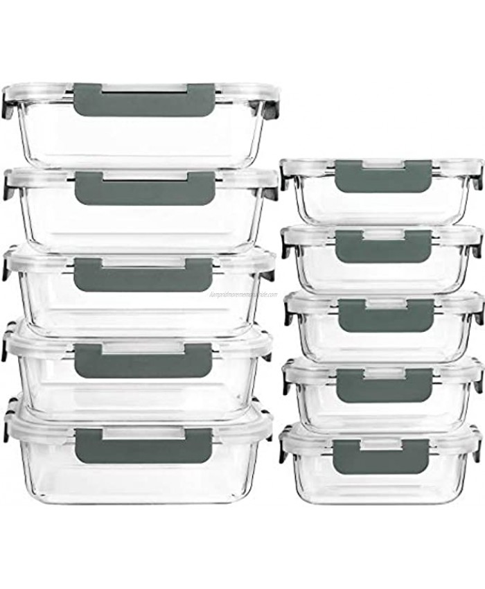 [10-Pack]Glass Meal Prep Containers with Lids-MCIRCO Glass Food Storage Containers with Lifetime Lasting Snap Locking Lids Airtight Lunch Containers Microwave Oven Freezer and Dishwasher