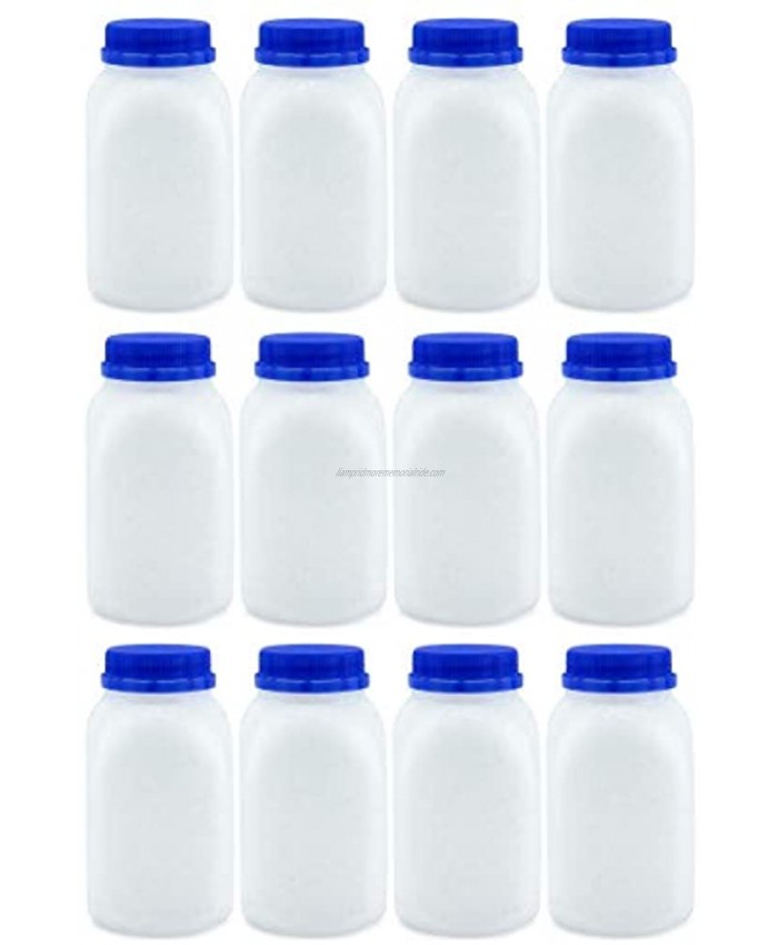 8-Ounce Plastic Milk Bottles 12-Pack; HDPE Bottles Great for Milk Juice Smoothies Lunch Box & More BPA-Free Dishwasher-Safe BPA-free