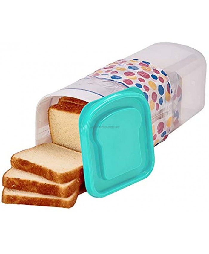 Buddeez Bread Container Plastic Storage Keeper Loaf Aqua Lid