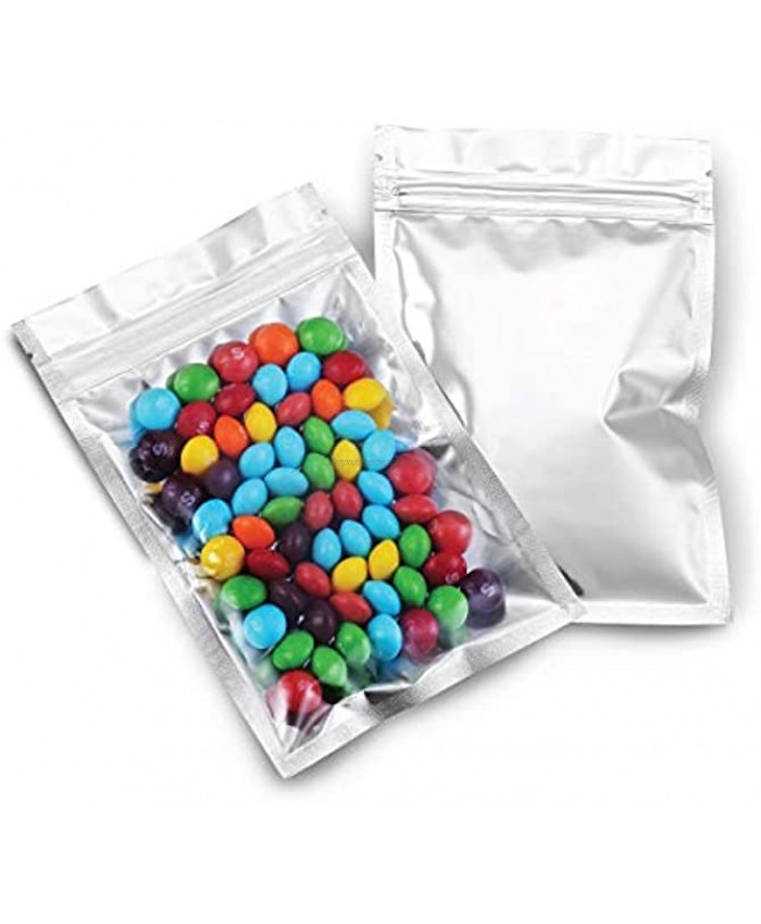 Mylar Bags with Ziplock 4 x 6 | 100 Bags | Sealable Heat Seal Bags for Candy and Food Packaging Medications and Vitamins | Plastic and Aluminum Foil Packets for Liquid and Solids
