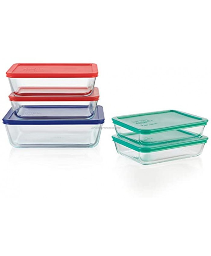 Pyrex Simply Store Meal Prep Glass Food Storage Containers 10-Piece Set BPA Free Lids Oven Safe