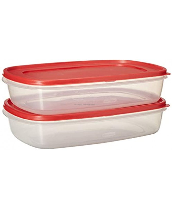 Rubbermaid Easy Find Lid Square 1.5-Gallon Food Storage Container 2-Pack 24 Cup Clear Red