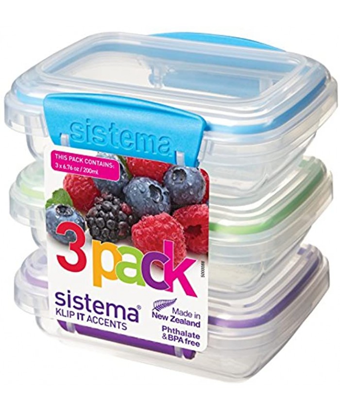 Sistema KLIP IT Accents Collection Food Storage Containers 6.7 oz. 0.2 L Color Received May Vary 3 Count