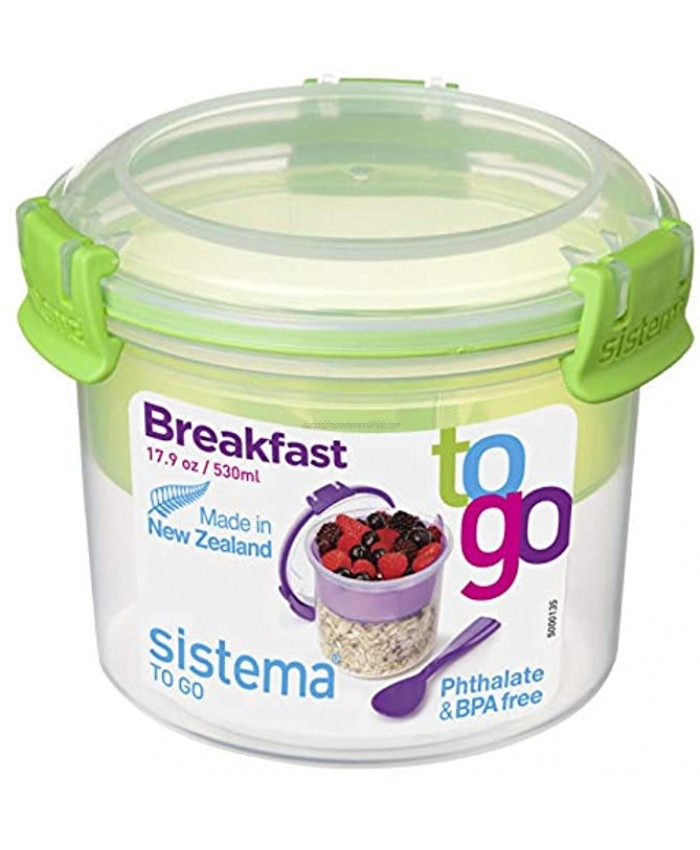 Sistema To Go Collection Breakfast Bowl Food Storage Container 17.9 oz. 0.5 L Color Received May Vary