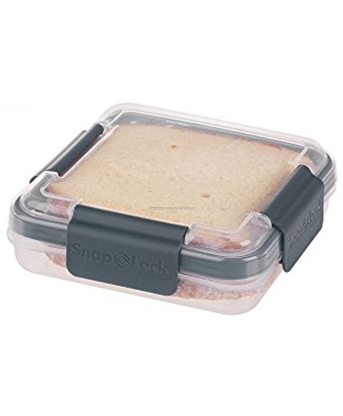 SnapLock by Progressive Sandwich To-Go Container Gray Easy-To-Open Leak-Proof Silicone Seal Snap-Off Lid Stackable BPA FREE