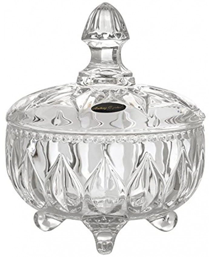Amlong Crystal Lead-Free Clear Crystal Candy Jar with Lid 4.8 inch Diameter 6 inch High