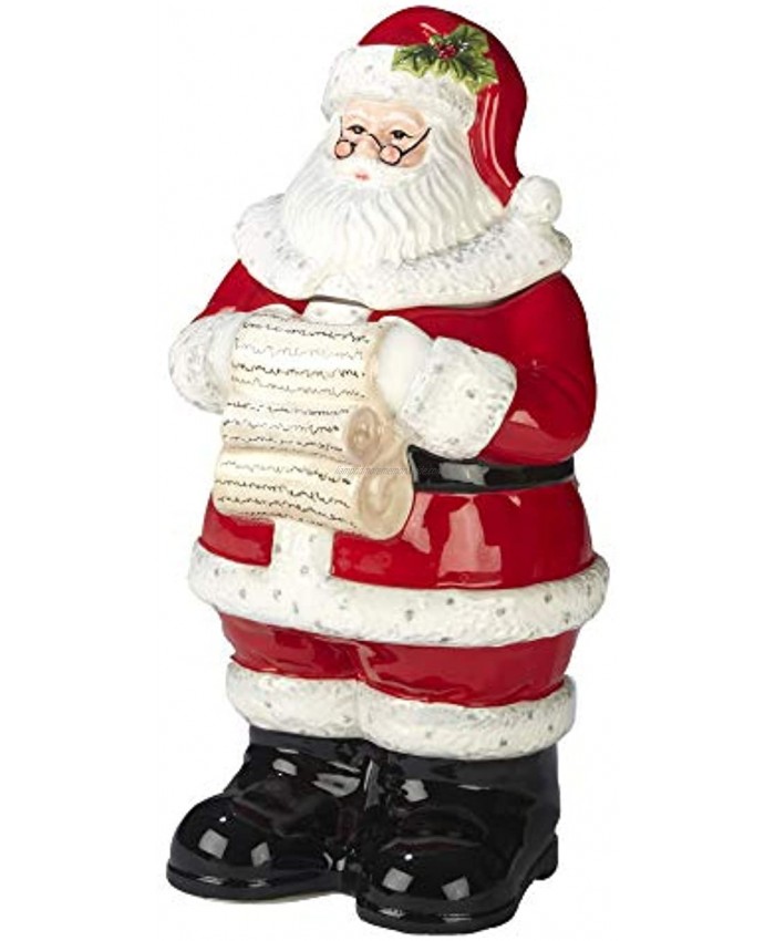 Certified International Holiday Wishes 3-D Santa Cookie Jar 12.25 Multicolored