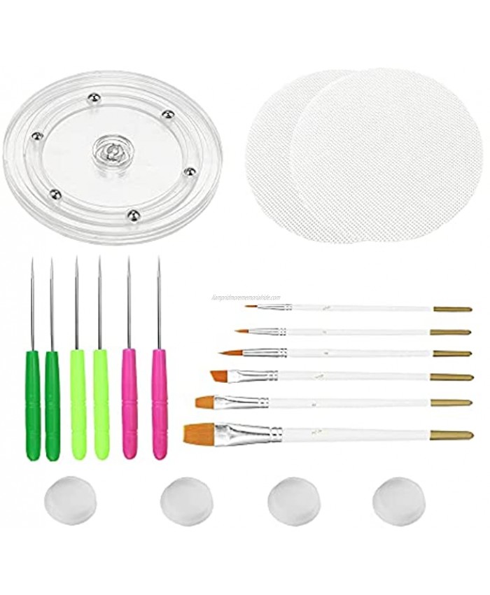 Cookie Decorating Kit SuppliesIncluding1Acrylic Cookie Turntable 6 Cookie Scribe Needle2 Silicone Mesh Mats6 Cookie Decoration Brushes 4 Rubber Feet Bumpers