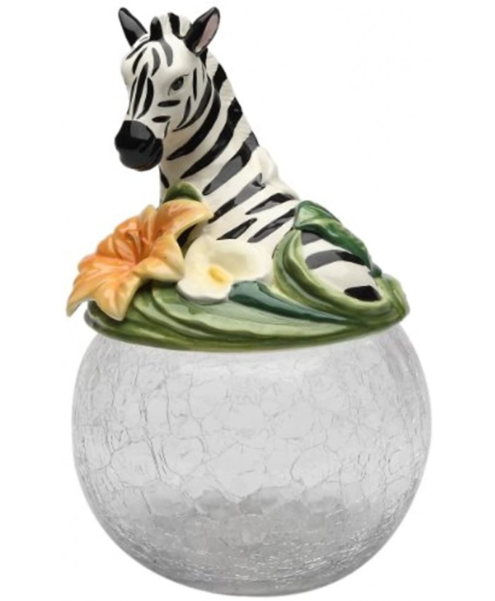Cosmos Gifts Zebra Cookie Candy Jar with Ceramic Lid 9-1 2-Inch