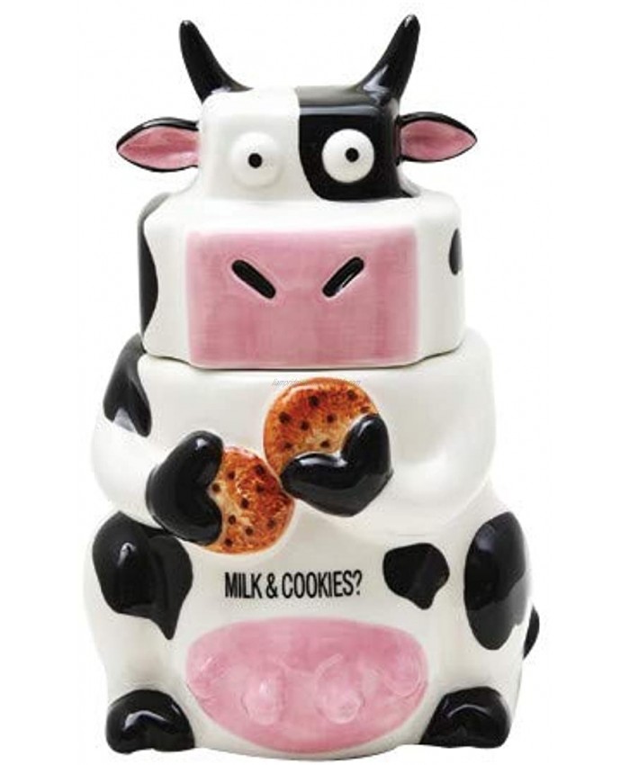 Pacific Giftware Ceramic Cow Cookie Jar Black White 10 inches H