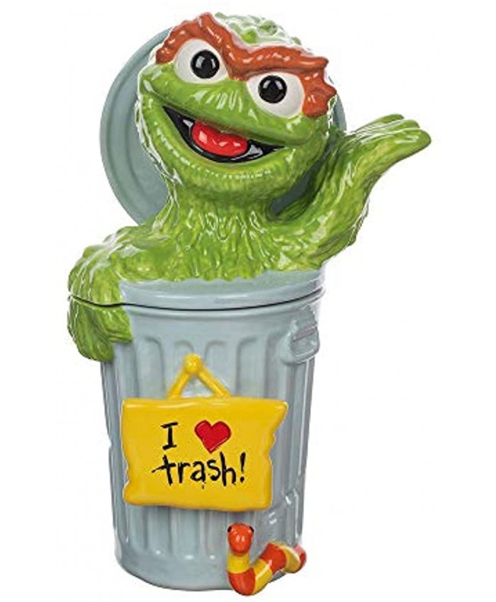 Sesame Street Oscar the Grouch Sculpted Ceramic Cookie Jar