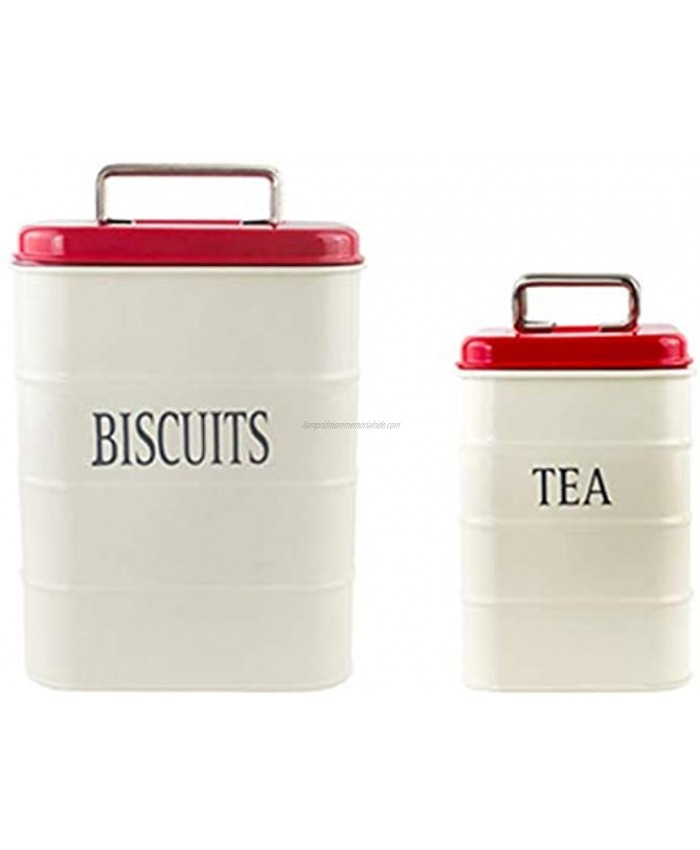 Set of 2 Cookie Jars for Kitchen Counter Decorative Storage Container with Airtight Seal Lid Farmhouse Cookie Tins with Lids For Gift Giving White