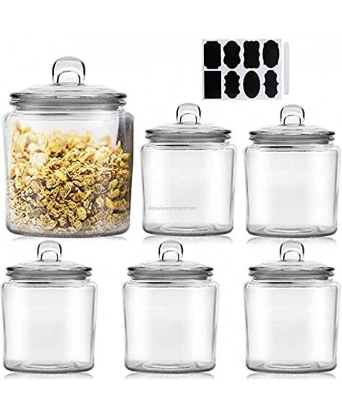 Woaiwo-q 35 oz Glass Jars Glass Storage Container with Glass Lid for Biscuits Candy Dry Goods Beans Cookie Jar with Lid for Home & Kitchen Set of 6）
