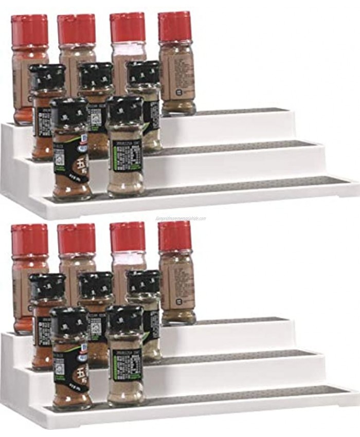 2 Pack Spice Rack Organizer for Pantry,14.5 Inch Tiered Seasoning Can Shelf Organizer For Cabinet,White By Cq acrylic