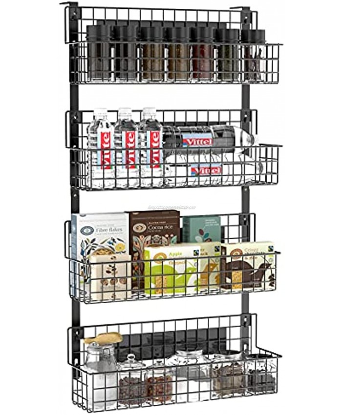 4 Tier Magnetic Spice Racks For Wall Mount Strongly Magnetic Spice Shelf with Utility Hooks Refrigerator Spice Storage Kitchen Storage Rack for Placing Seasoning Bottles Black
