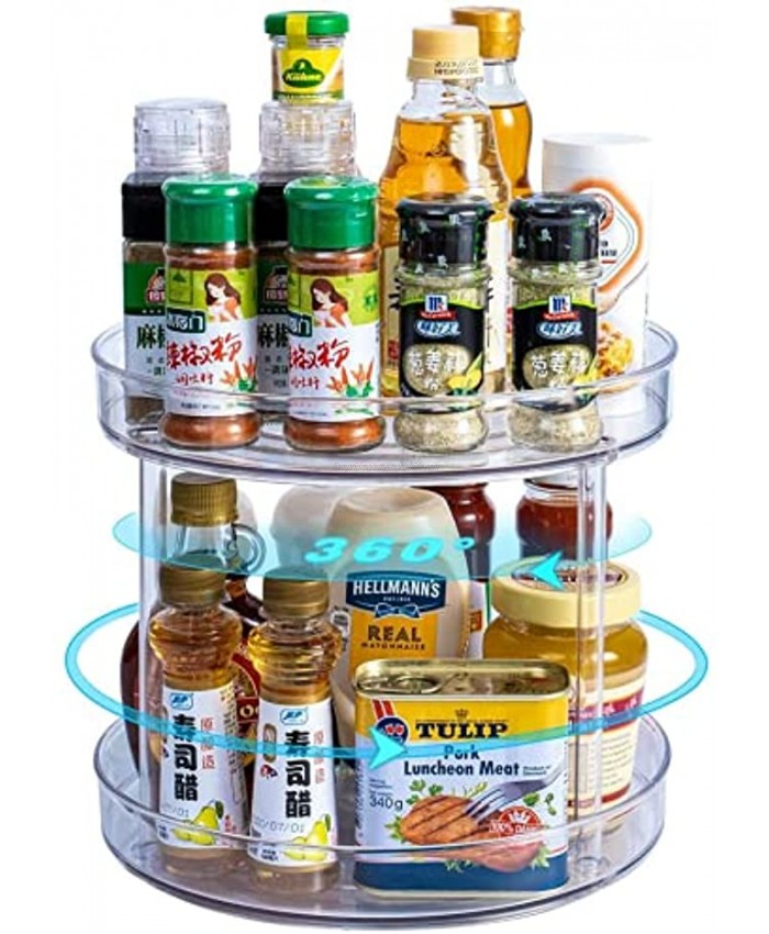 Clear Lazy Susan for Table 2 Tier Turntable Spice Organizer for Cabinet and Counter 10.5 Inch Lazy Susan for Kitchen Bathroom Pantry