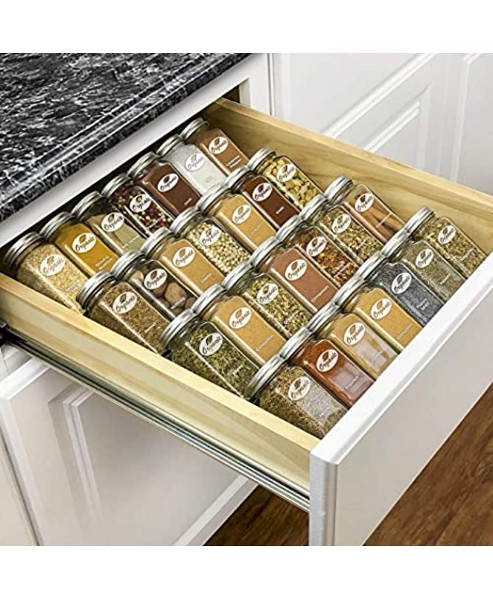 Lynk Professional Spice Rack Tray-Heavy Gauge Steel 4 Tier Drawer Organizer for Kitchen Cabinets 13-1 4 Large Silver Metallic