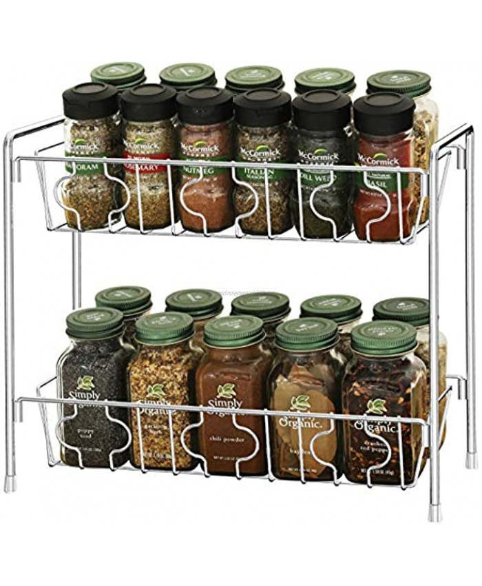 SimpleHouseware 2-Tier Spice Rack Kitchen Organizer Countertop Shelf Chrome
