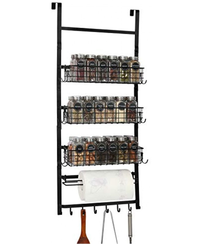 X-cosrack 3 Tier Spice Rack Organizer,Door Pantry Organizer Rack with Hooks and Napkin Holder,Wall Mounted for Cans Spice Food Closet -DIY Kitchen,Bathroom Display Shelves
