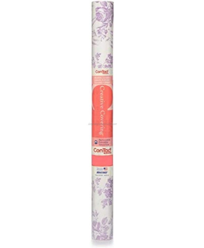 Con-Tact Brand Creative Covering 18-Inches by 9-Feet Toile Lavender Self-Adhesive Vinyl Drawer and Shelf Liner x 9'