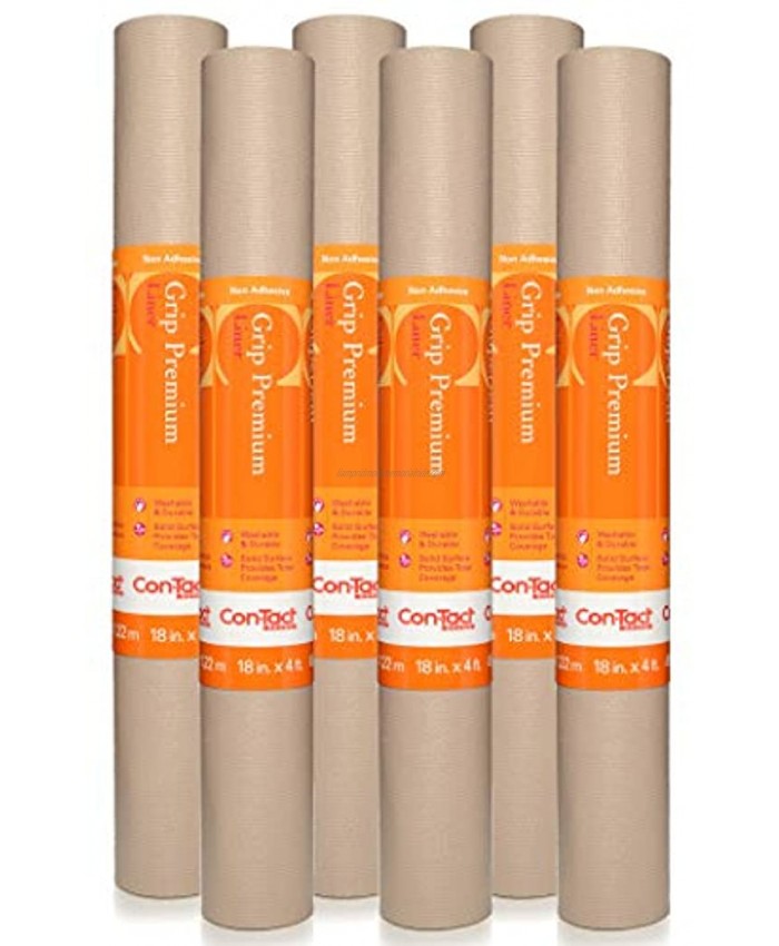 Con-Tact Brand Grip Premium Solid Thick Non-Adhesive Shelf and Drawer Liner 18 x 4' Taupe 6 Rolls