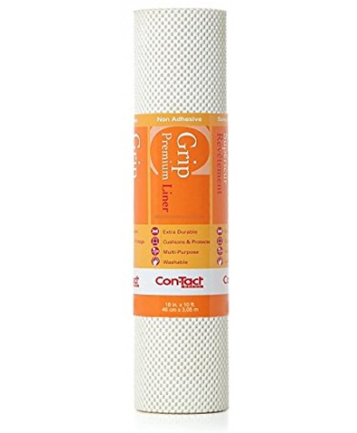 Con-Tact Brand Grip Premium Thick Non-Adhesive Shelf and Drawer Liner 18 x 10' White