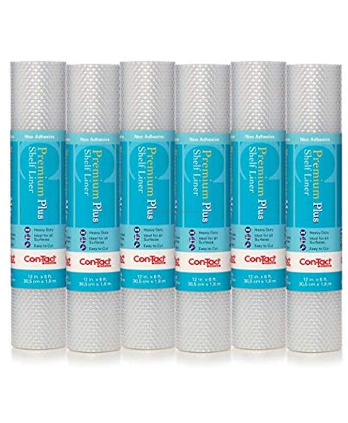 Con-Tact Brand Premium Plus Heavy Duty Non-Adhesive Shelf and Drawer Liner 12 x 6' Nova Crystal Clear 6 Rolls