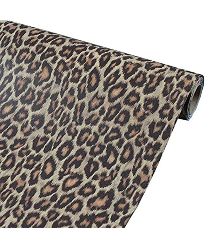 HDsticker Self Adhesive Vinyl Leopard Contact Paper Shelf Liner for Cabinets Shelves Dresser Drawer Funiture Table Crafts Waterproof Removable Peel and Stick Leopard Wallpaper 15.7x117 Inches