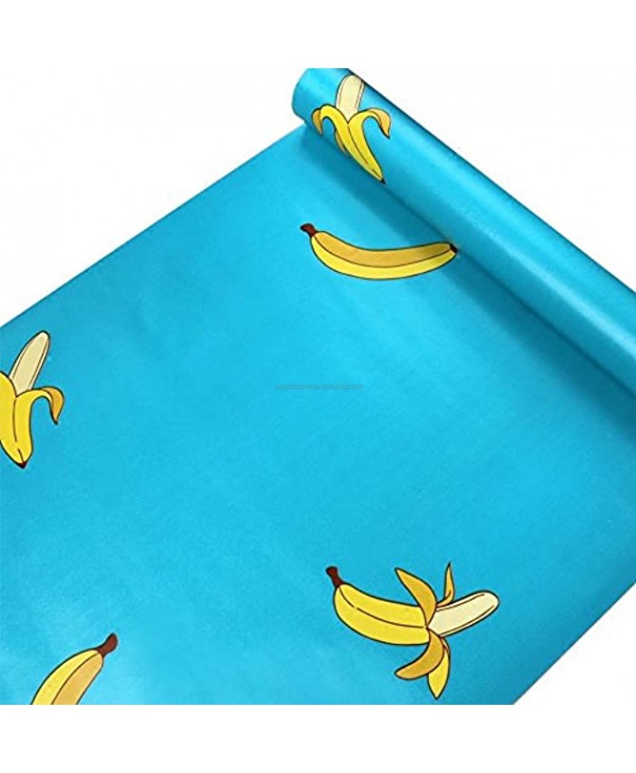 HOYOYO 17.8 x 78 Inches Self-Adhesive Shelf Liner Self Adhesive Dresser Drawer Paper Wall Sticket Home Decoration,Blue Banana for Kids