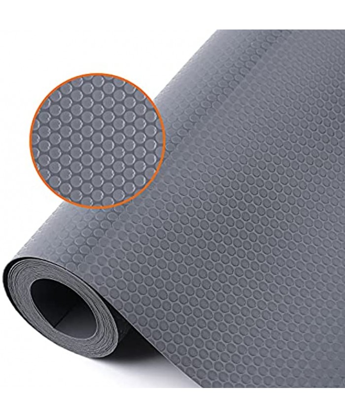 Shelf Liners for Kitchen Cabinets Non-Slip Drawer Liner Non Adhesive Cupboard Mat EVA Material Refrigerator Mats No Odor Fridge Liner Washable for Shoerack Storage and Desks 11.8 x 59 Inches Gray