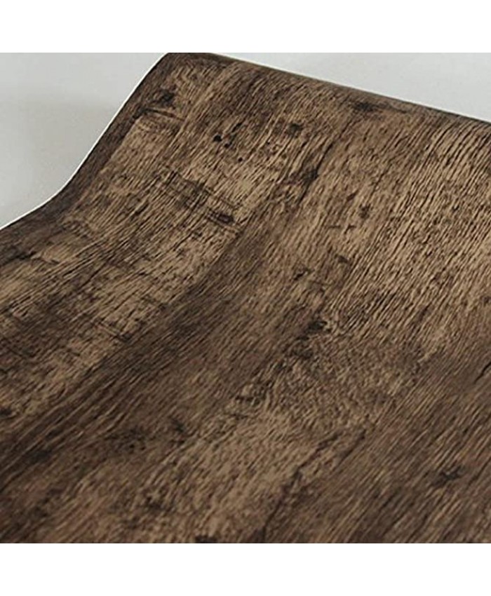 Yifely Retro Brown Wood Grain Shelving Paper Self-Adhesive PVC Shelf Drawer Liner Door Table Sticker 17.7 Inch by 9.8 Feet
